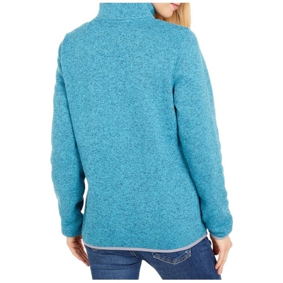 L.L. Bean Women's Sweater Fleece Pullover 1/4 Snap Button in Evening Blue Small - Picture 9 of 10